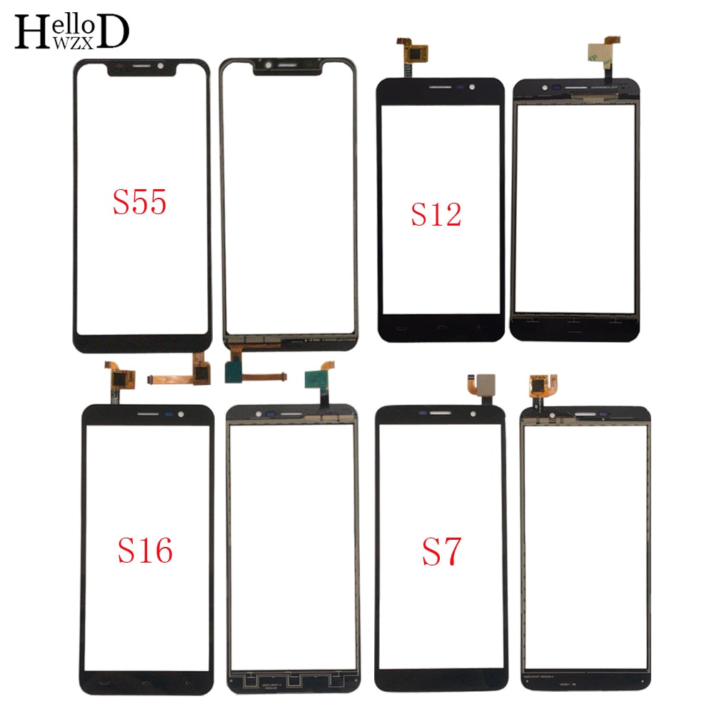Mobile Touch Screen Panel For Homtom S7 S12 S16 S55 Digitizer Panel Front Glass Touch Screen TouchScreen Sensor 3M Glue Wipes