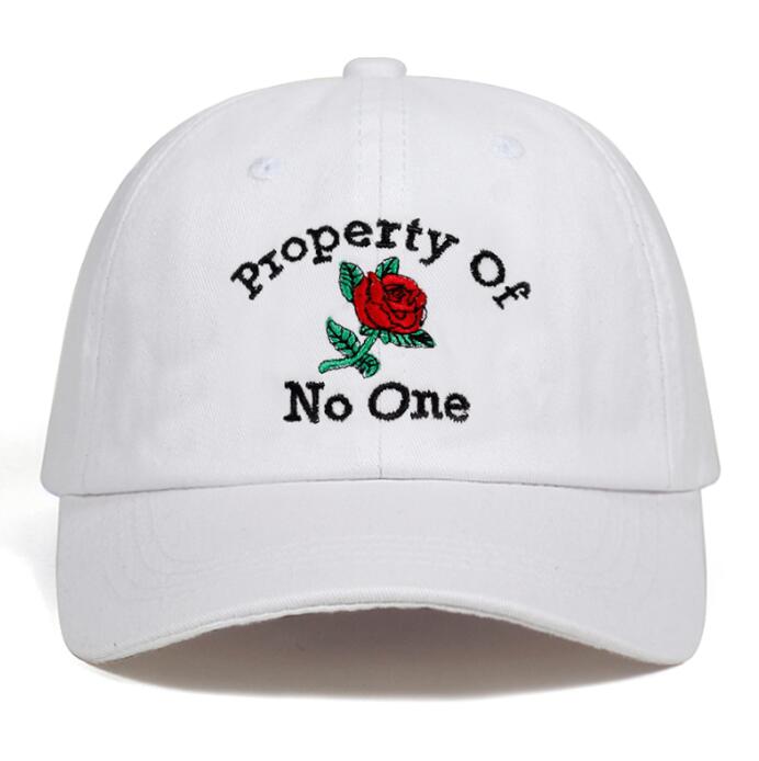Eigendom Van Niemand Rose bloem Caps Zomer Baseball Cap Borduren Vader Hoed 100% Katoen Snapback Vrouwen mannen Hoeden: WHITE