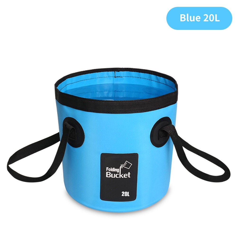 Cubo plegable de 12L y 20L, bolsas de agua impermeables, cubo portátil de pesca, contenedor de agua, bolsa de almacenamiento para coche: blue 20L