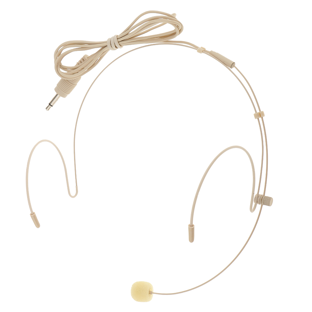 Flexible Ear Hook Headset Microphone Headworn Mic Noise Cancelling for Teachers Double Ear Hook Wired Headset Headworn Microphon: Beige