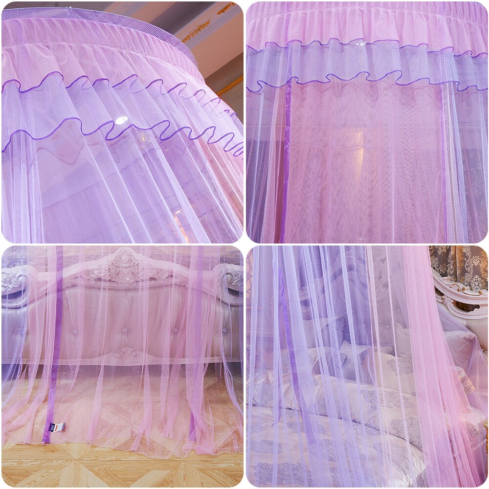 Baldachim robić łóżka zawieszony moskitiera netto okrągły wierzchołek łóżko księżniczki namiot kurtyna składany baldachim na łóżku wróżka koronki Dossels dziewczyna