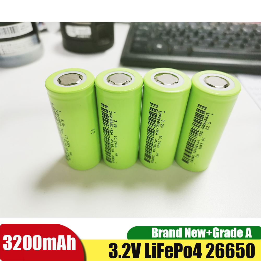 4pcs 100% Original 26650 battery 3200mAh lithium LiFePo4 35A Rechargeable Cell for 26650A LED flashlight