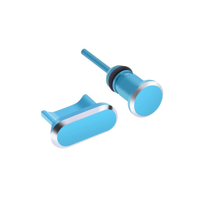 Micro USB Charging Port + Earphone Port Dust Plug Android Mobile Phone 3.5mm Headset Stopper Retrieve Card Pin: Blue