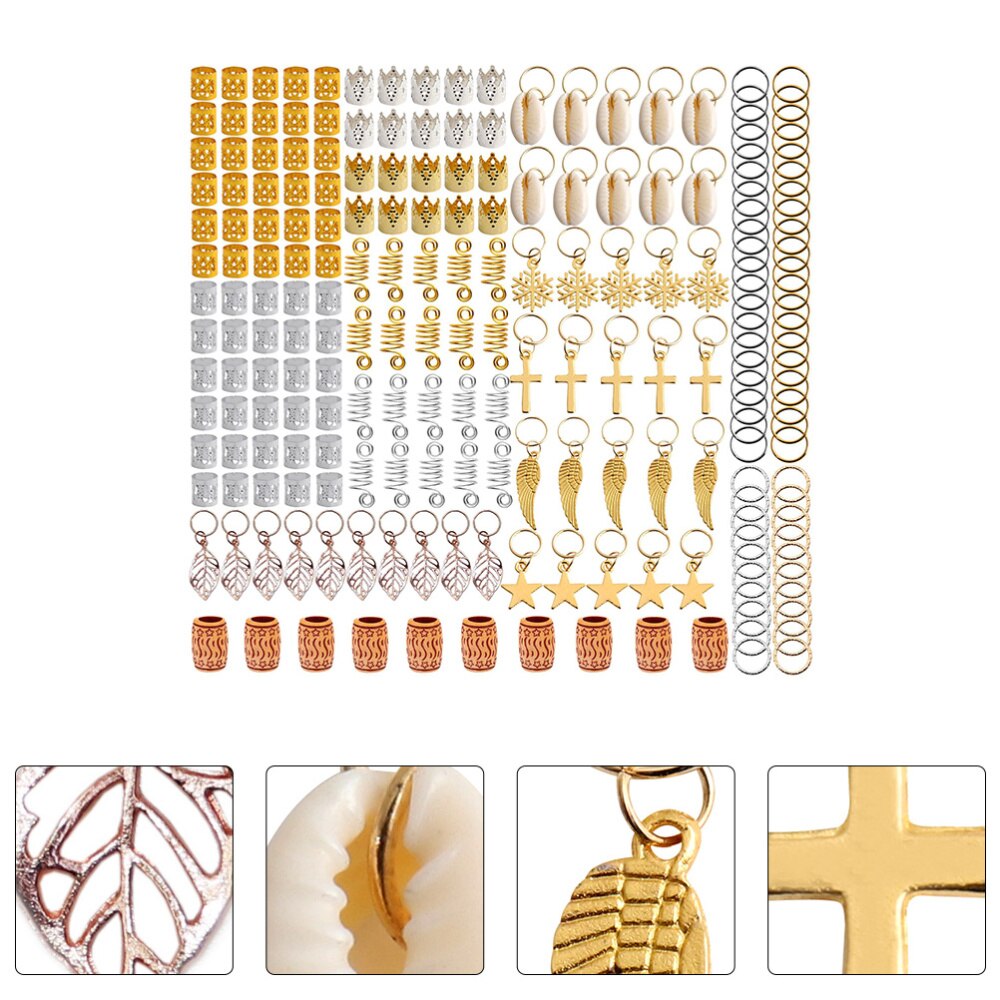 210Pcs Dreadlocks Hairpins Hair Tube Hair Cuffs Hair Headdress Decorative Hair Cuffs Dreadlocks Rings for Decor