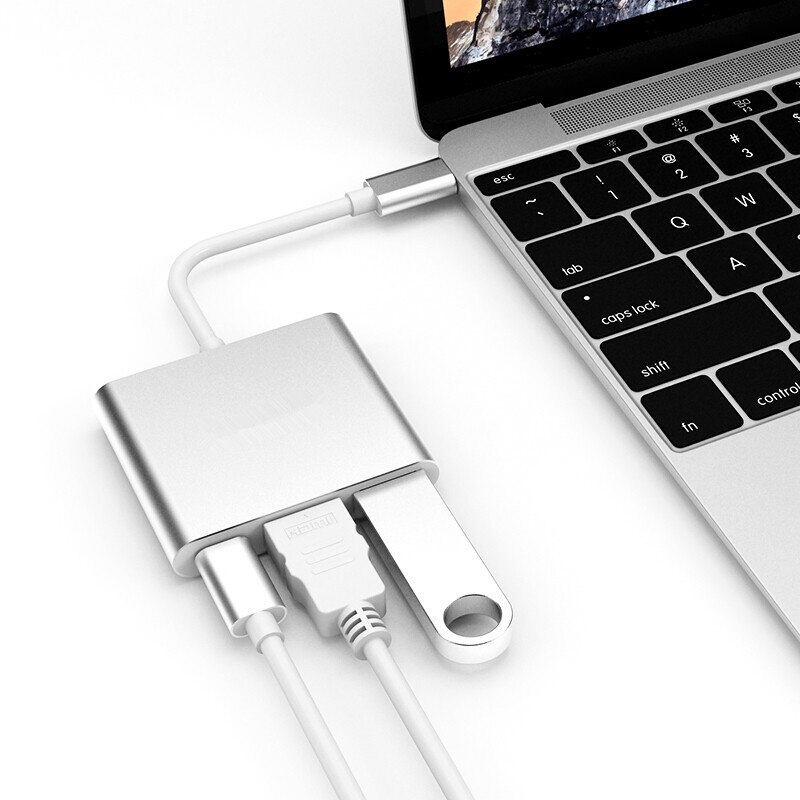 USB-C zu HDMI Adapter (Unterstützt 4 K/60Hz) -typ-C 3 in 1 Konverter für Macbook, Mac Profi, iMac & Mehr USB 3.0 Typ-C Geräte