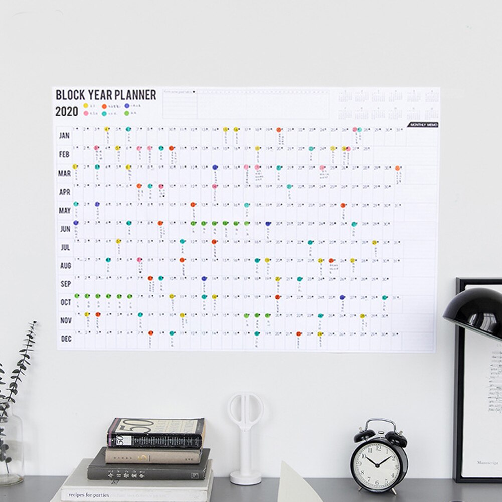 Yearly Calendar Year Planner Memo Organiser Annual Schedule Daily With Sticker Dots Wall Planner Stationery Office Supplies