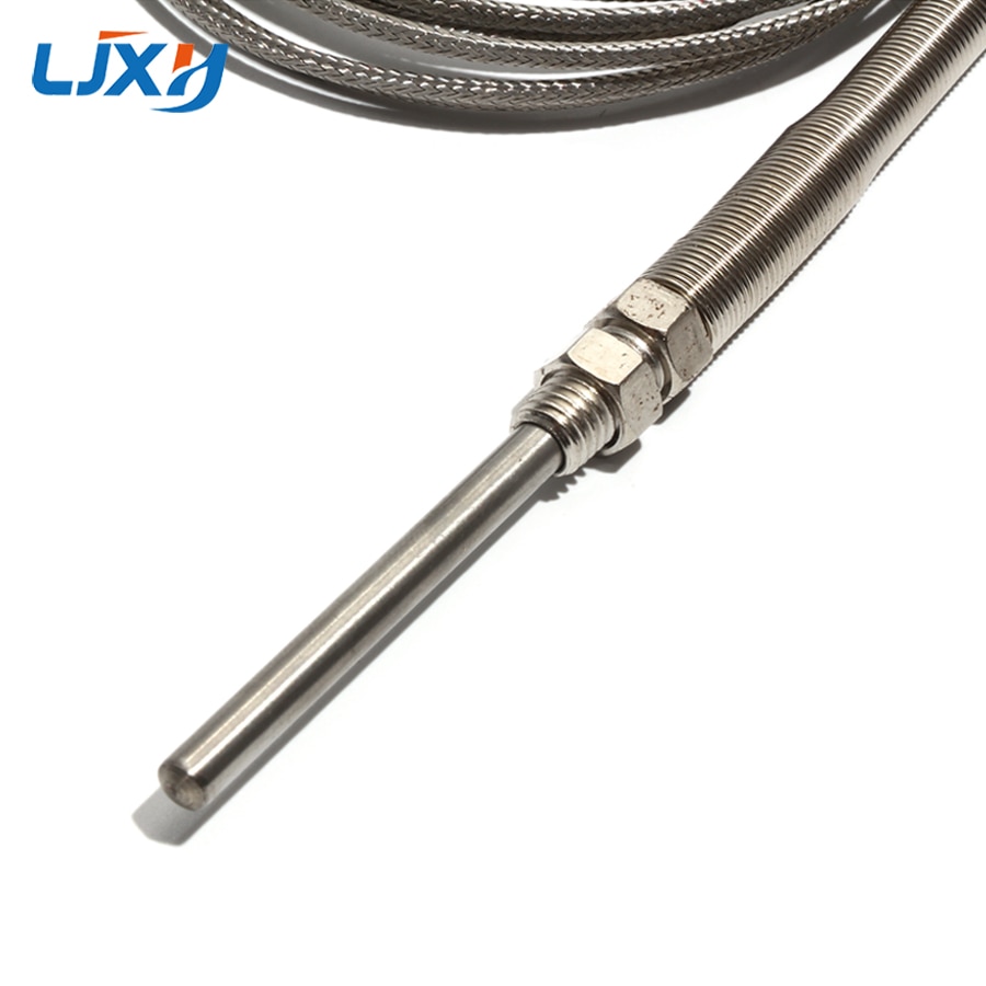 LJXH K-type Thermocouple 200/250/300mm Stainless Steel Probe Sensor 0~400℃ Temperature M8*1.25 Thread 4m/5m/6m Cable Length