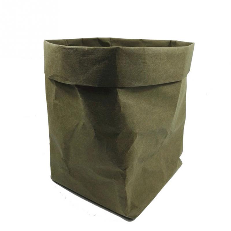 Mini macetero para plantas crasas reutilizables, maceta de papel lavable, macetas de flor de escritorio ecológicas, bolsa de almacenamiento para el hogar de uso múltiple: Green / 10x10x20cm