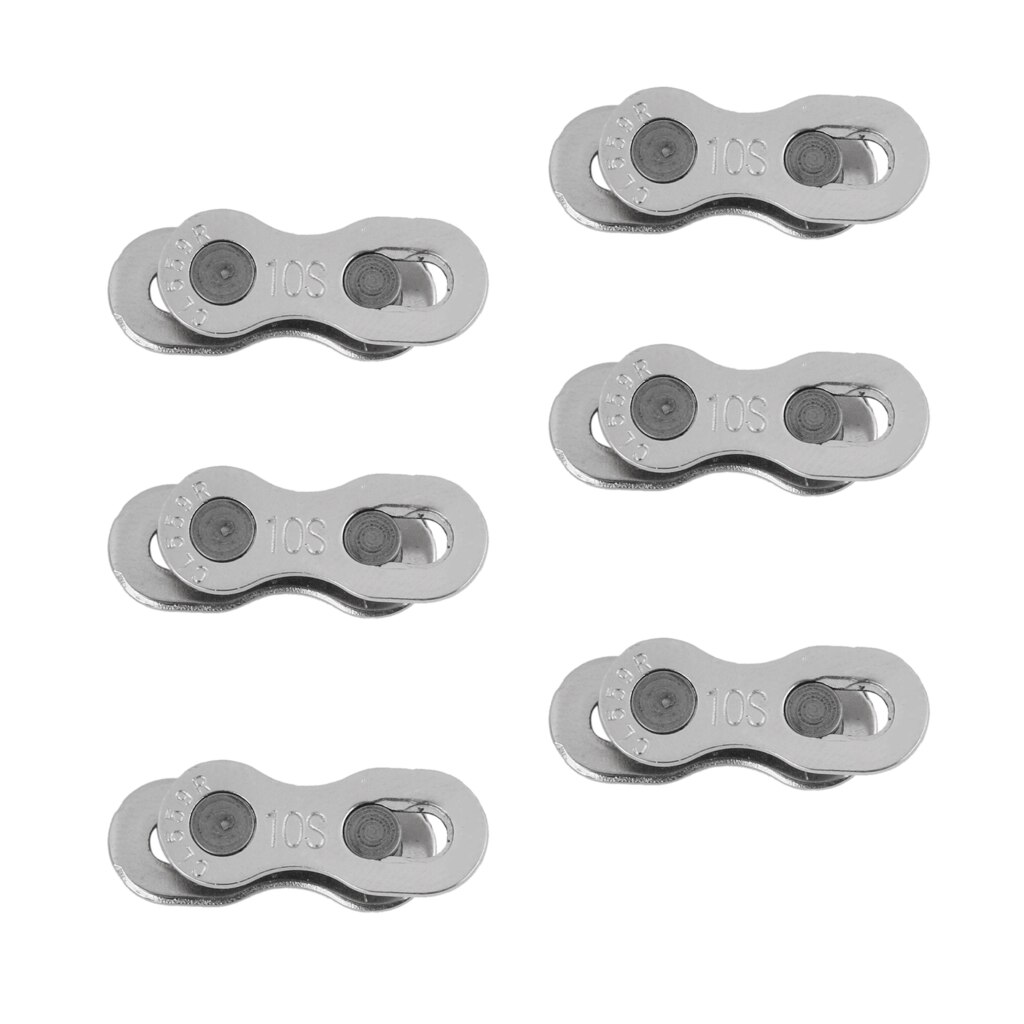 Pack 6 Bicycle Chain Link Joint Clip Connector 10 Speed Bike Chain Master Link Component Parts, Silver