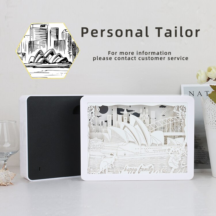 LED Night Lights Australia 3D Shadow Paper Sculpture Light Box Unique Paper Cut Light USB Charging Bedside