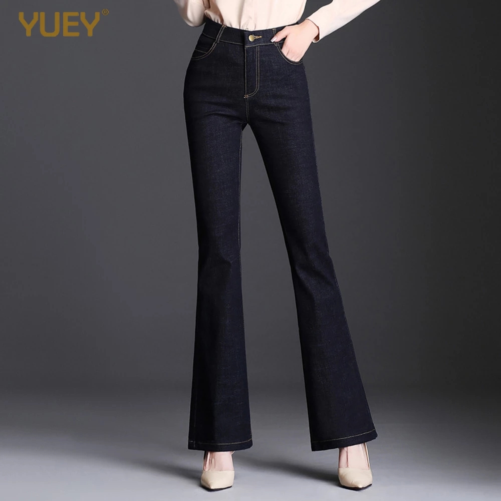 Plus Größe Frauen Stiefel-schneiden Hohe strecken Denim Ausgestelltes Jeans Für Frühling Herbst Einfarbig Dünne Engen aufflackern Jeans Übergröße: 9XL