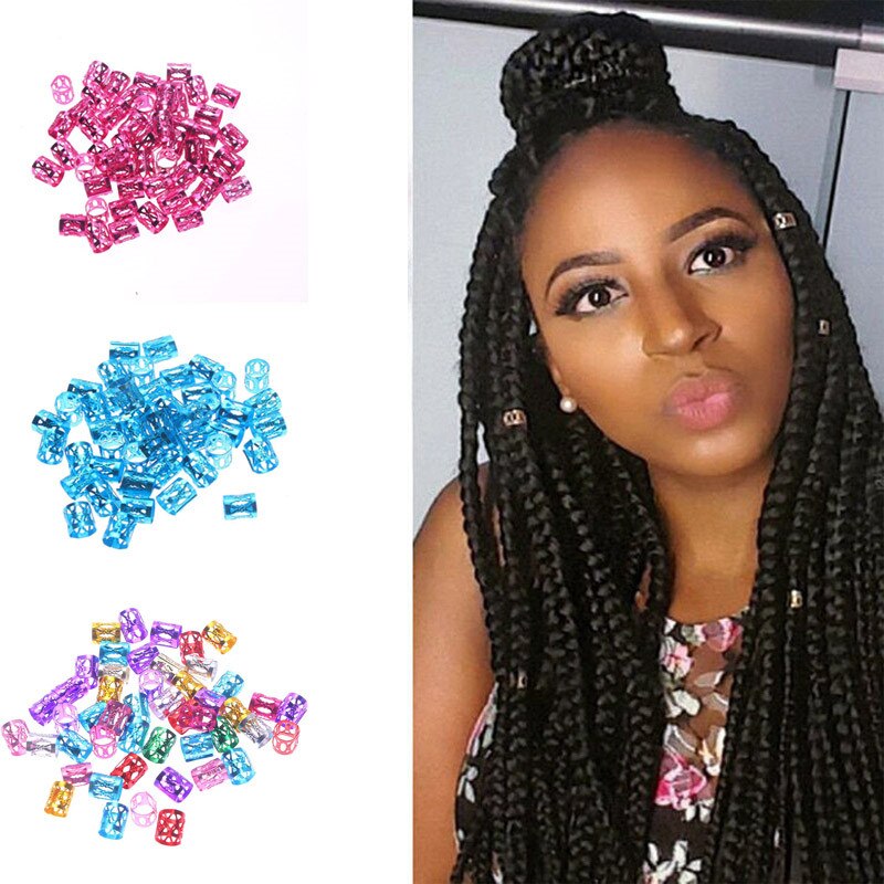 Perles de Dreadlock colorées de 50 à 8mm, anneaux de tresse réglables, Clips de manchette, Tubes, bijoux DIY, accessoires de coiffure pour femmes