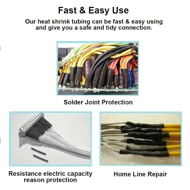 Kit surtido de manguitos de Tubo termorretráctil para conexión eléctrica, envoltura de Cable eléctrico, resistente al agua, 127 piezas, 2:1