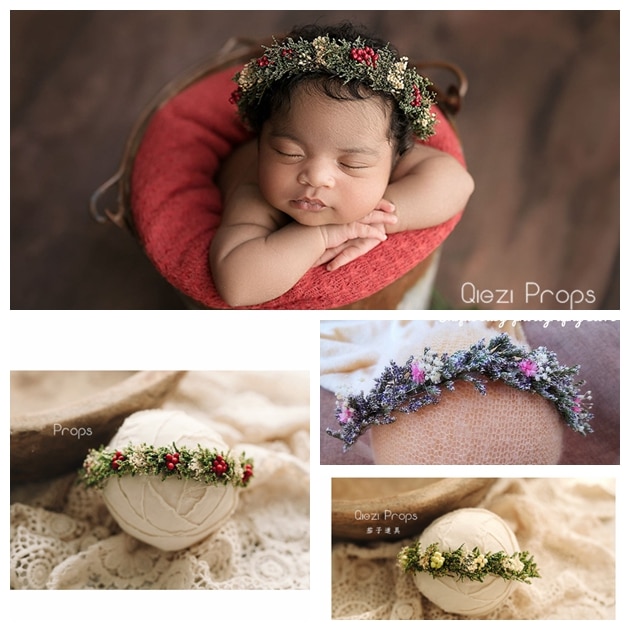 Accesorios para bebé, diadema con flores para infantil, estudio hecho a mano, accesorios de fotografía recién nacido, diadema de Navidad, diademas de boda