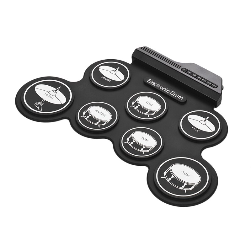 -kompakt storlek usb roll-up silikon trumset digitalt elektroniskt trumset 7 trumkuddar med trumsticks fotpedaler för början