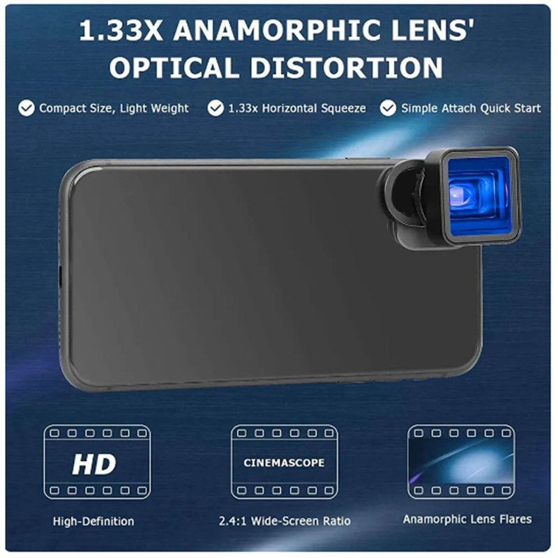 1 Stuks 1,33x Anamorfe Lens Mobiele Telefoon Video Breedbeeld Film Lens Door Filmic Pro App