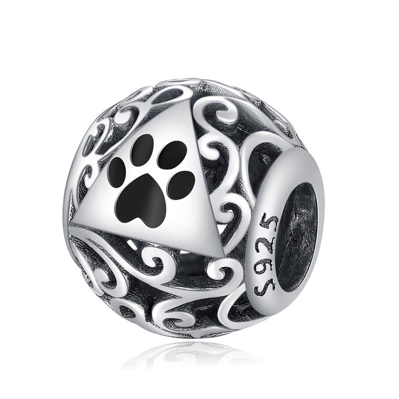 DALARAN 925 Sterling Silver Charm Bead Love Pets Dog Cat Paw Print Koala Pig Charms Fit Bracelets Women DIY Jewelry: Cat Claw