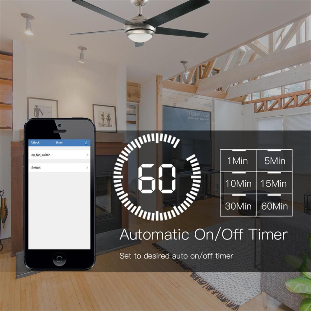 Smart WiFi Fan Light Switch, In-Wall Ceiling Fan Lamp Switch US plug LED lamp intelligent