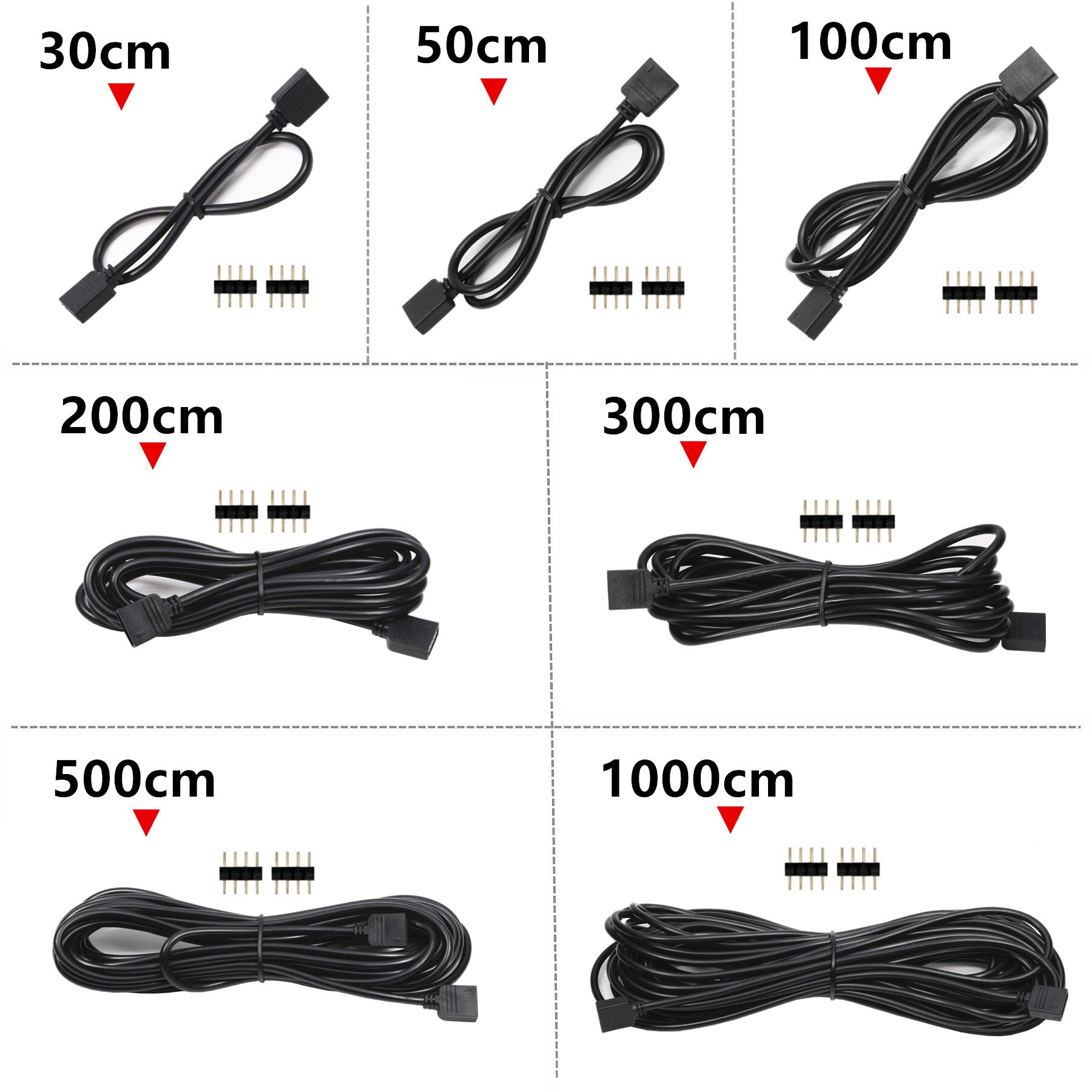 4 Pin Rgb Led Connector Extension Cable Cord Wire + 4pin Connectoren 1M 2M 5M Voor Smd 5050 3528 Rgb Led Strip Licht