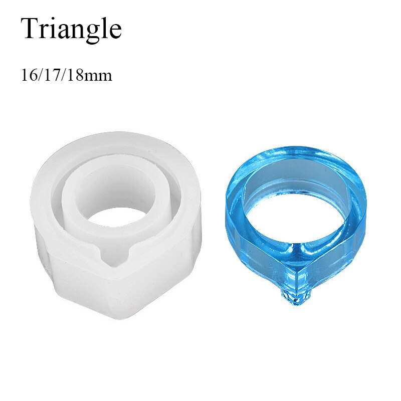 Kit de resina epoxi, moldes de silicona para anillo, gotero de 3 tamaños, joyería, anillos de 16/17/18mm, hechos a mano, accesorios, , 1 ud.: 16mm / Triangle
