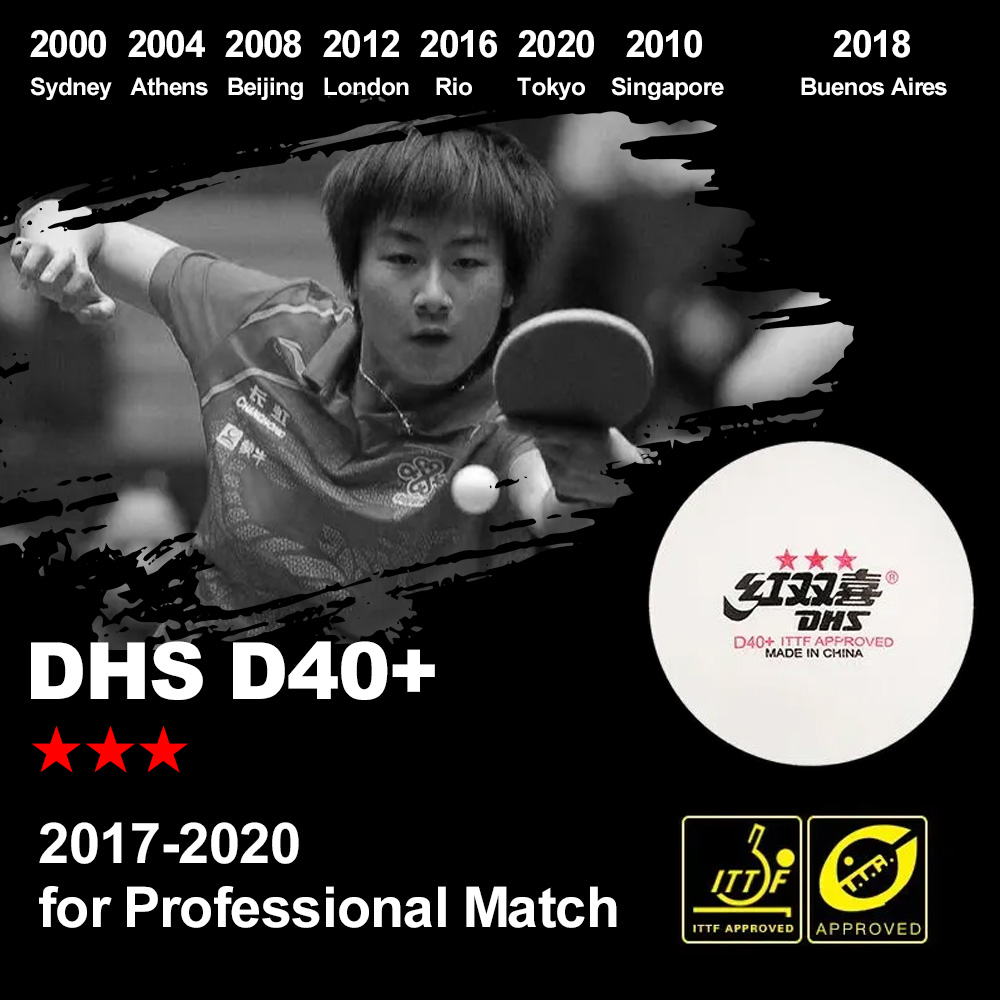 DHS D40+ DJ40+ Pelotas de Ping Pong 3 Estrellas ABS Material Pelota de Tenis de Mesa Especial para WTT