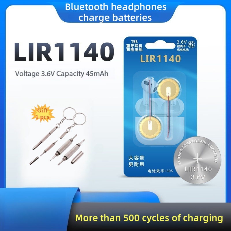 3.6V 45mAh LIR1140 Steel Shell Button Battery for TWS Bluetooth Headset Battery