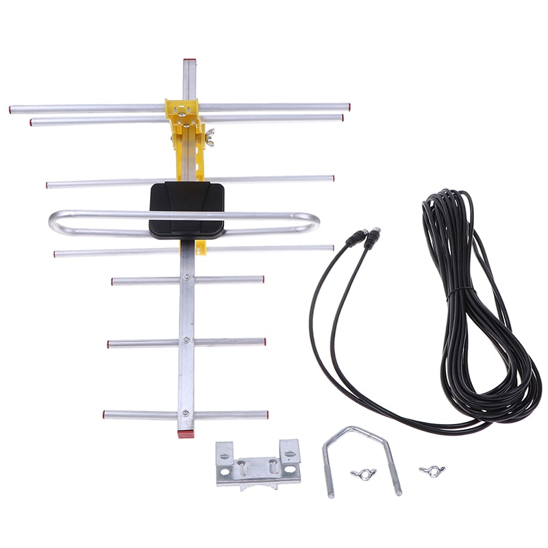1Pc Outdoor 100 Mijl Amplified 8 Yagi Antenne Hd Tv 10dB Lange Range Uhf/Vhf/Fm Hdtv