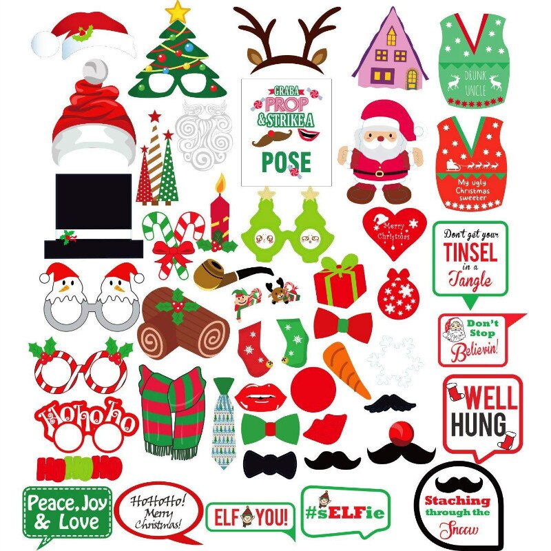 17Stck Papier Weihnachten Hütte Lustige Interessant Party Fotografie Requisiten Weihnachten Kreative Foto Verkaufsstand Requisiten freundlicher Spielzeug Dekorationen