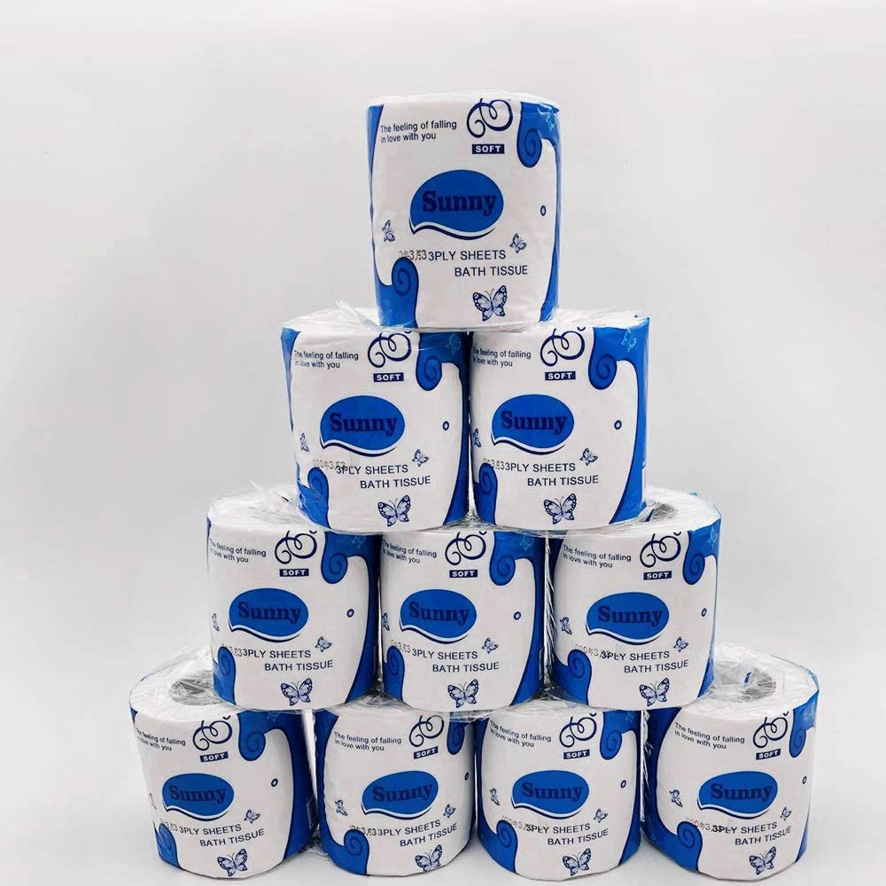 Rollos de papel higiénico a granel 80g/rollo blanco suave papel higiénico a granel, libre de séptico fácil Degradable 3 capas de papel higiénico Natural