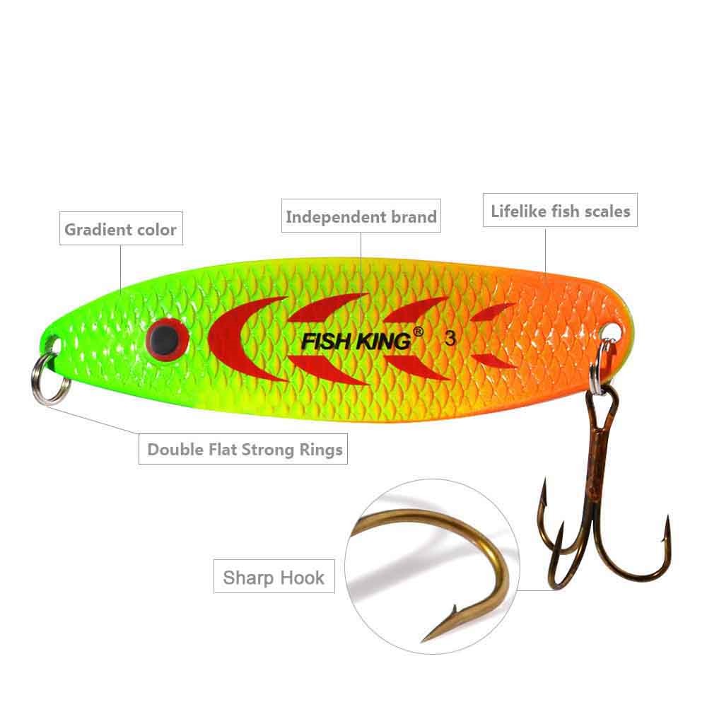FISHKING-Señuelos de Pesca, cuchara Wobble de Metal, anzuelo de trucha, cuchara giratoria de 18g 27g señuelos spinning de pesca mar jigs de pesca de mar señuelos spinning mar cebos duros cucharillas de pescas Pinzas me
