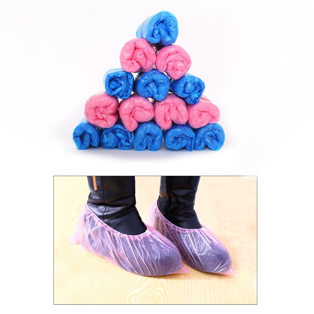 100PCS Disposable Plastic Thick Outdoor waterproof Carpet Cleaning Shoe Cover Non-slip Indoor Homes Overshoes