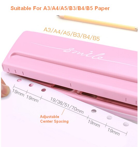 Metal Adjustable 6-Hole Punch for A5, Personal, Pocket Planner Inserts, 6 Sheet Capacity - 5.5mm Hole Diameter