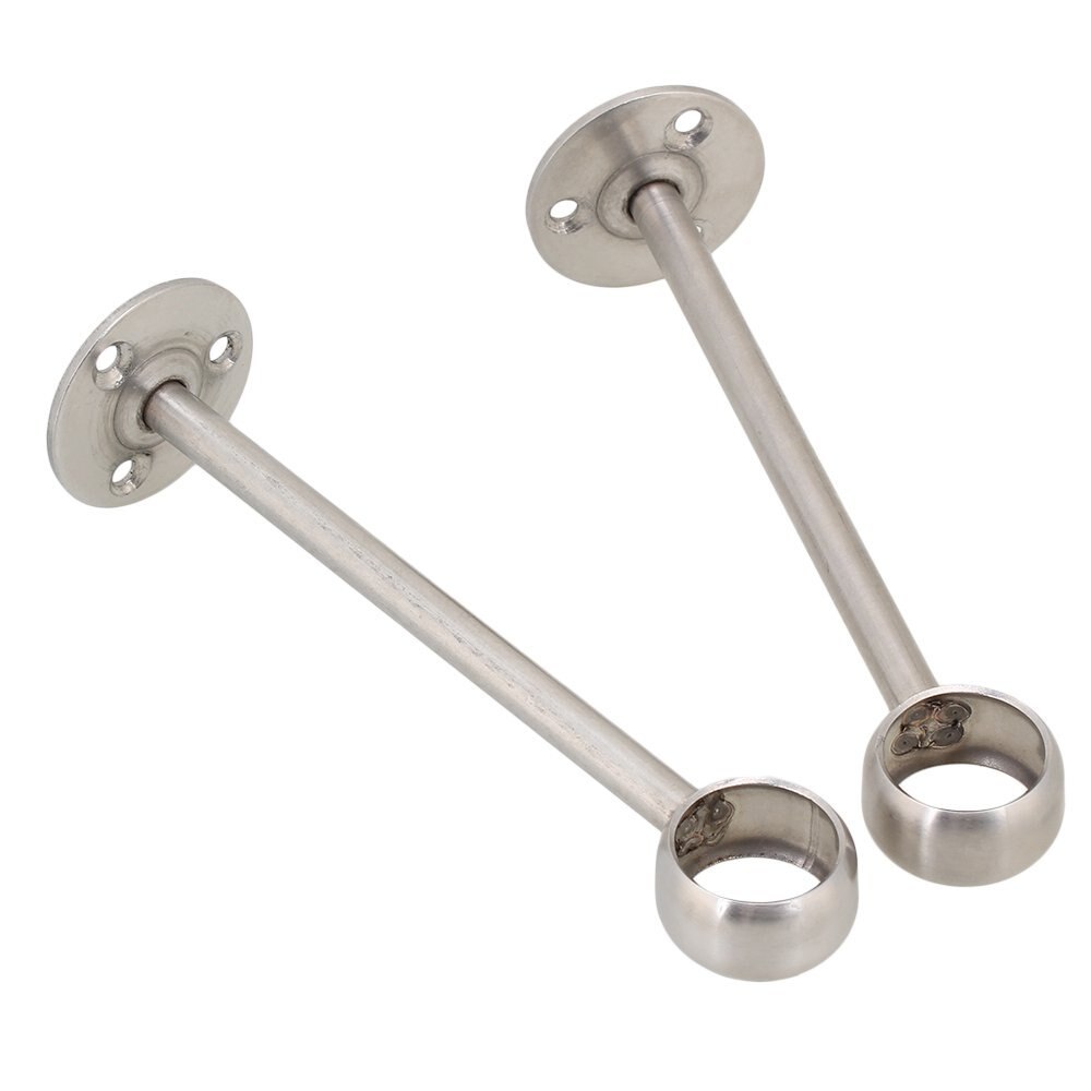 Silve 22mm Open End Stainless Steel Bathroom Towel Bar Rack Base Rail Holder Pack of 2