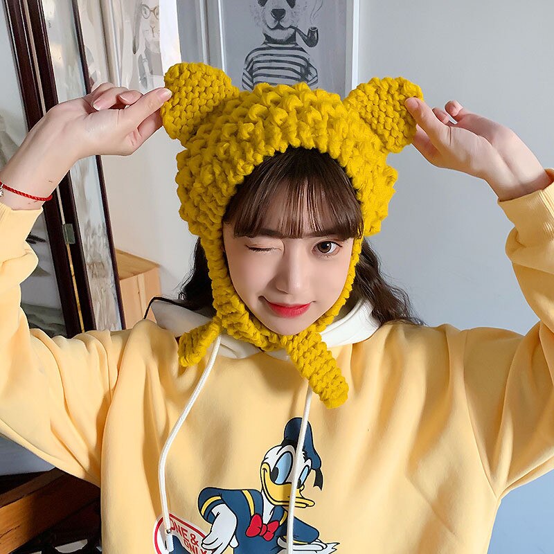 22 farben Frosch Hütte Mützen Gestrickte Winter Hütte Solide Hüfte-hüpfen Skullies Hütte Kappe Zubehör Warme Winter SchöNe weihnachten M026: M026-9