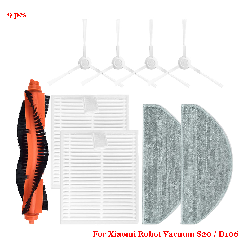For Xiaomi S20 / D106 Cleaner Robot Vacuum Cleaner Replacement Parts Main Side Brush Cover HEPA Filter Mop Parts Accessories: light green