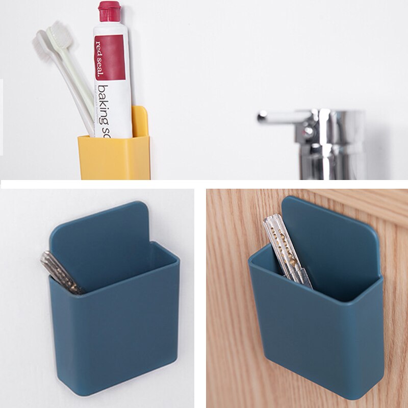 Round/ Square Wall Mounted Remote Storage Box Portable Home Device Remote Control Storage Box Organizer ABS Desktop Phone Shelf