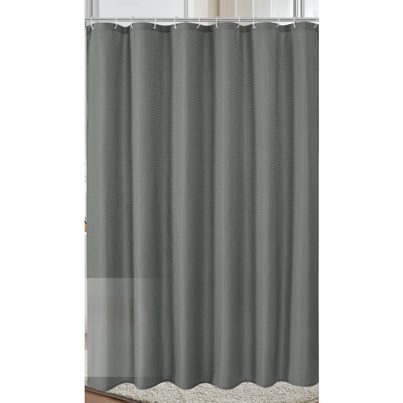 Plain Waterproof and Mildew-proof Polyester Shower Curtain Bathroom Bathroom Punch-free Shower Curtain Fabric: 200*210cm / Red