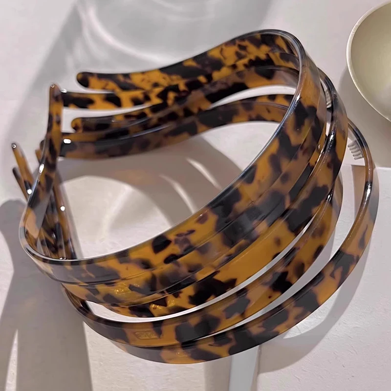 Diademas con forma de marco para gafas de sol Vintage, aro de pelo fino acrílico estampado, diadema Simple antideslizante, accesorios para el cabello para mujer