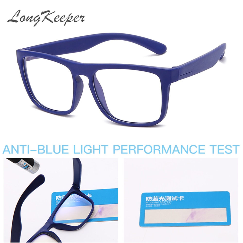 Longkeeper  tr90 anti blå lys børn briller drenge piger firkantet blå lys blokerende briller  uv400 børn fleksible briller