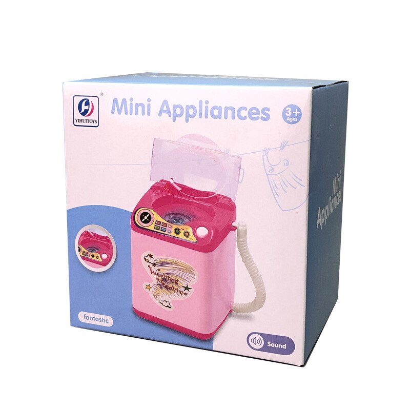 Mini Washing Machine Simulation Toy Electric Cute Cosmetic Powder Puff Makeup Brushes Cleaner Washing Machine