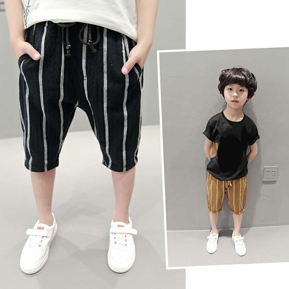 Pantalones cortos de cintura elástica para niños, ropa de para niños de 4 a 13 años, pantalones cortos rectos informales, novedad de verano