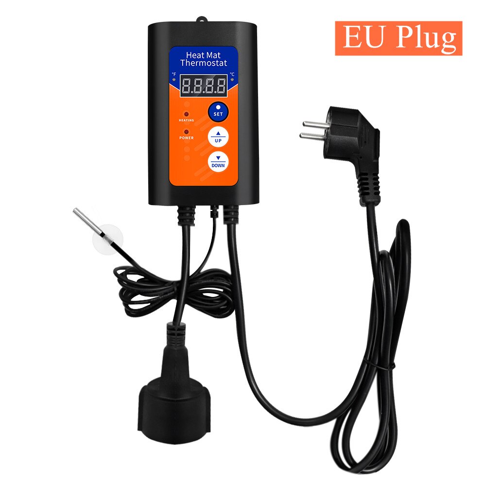 Heat Mat Thermostat 1000W Digital Temperature Controller precise temperature control Hydroponic Plants Seed Germination Reptiles: EU Plug