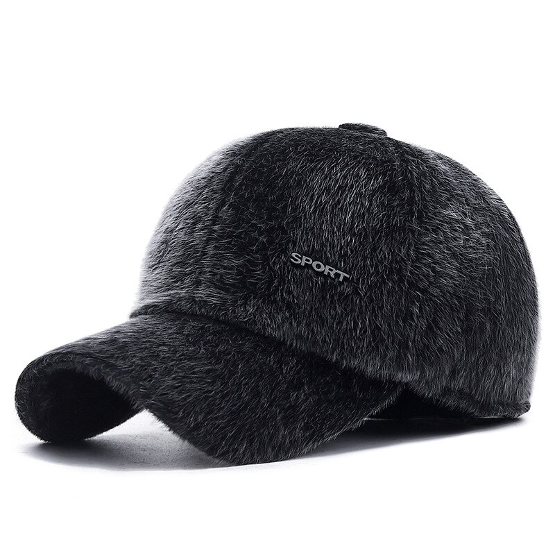 Winter Cap Imitatie Nerts Haar Baseball Cap Mannen Oor Bescherming Snapback Hoed Casquette Gorras Para Hombre Mens Trucker Cap: Default Title
