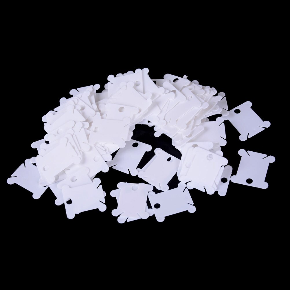 100Pcs/Pack Plastic Thread Bobbins Plastic Storage Holder Embroidery Floss Craft Thread Bobbin Cross Stitch: White
