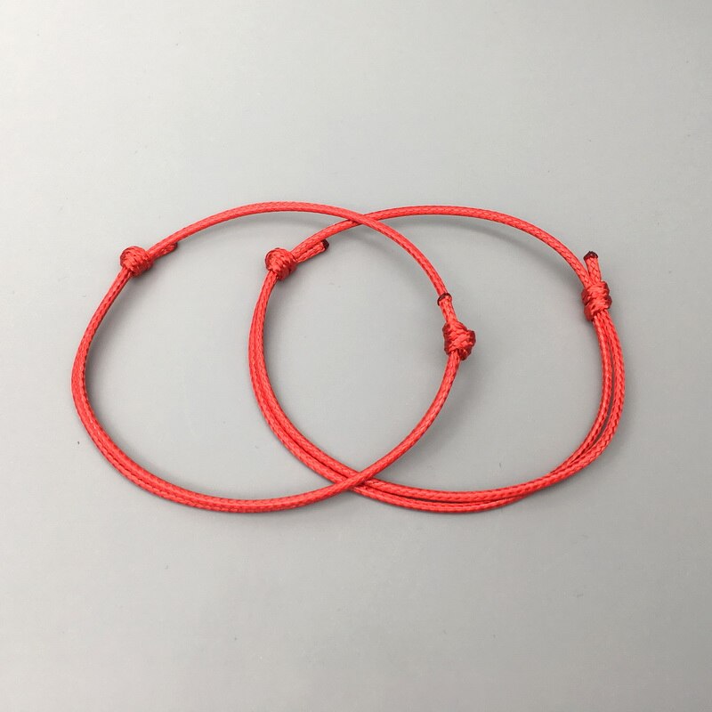 Conjunto de pulseras de la suerte para hombre y mujer, pulsera de cuerda sencilla, color negro y rojo, de cumpleaños, , 2 uds.,