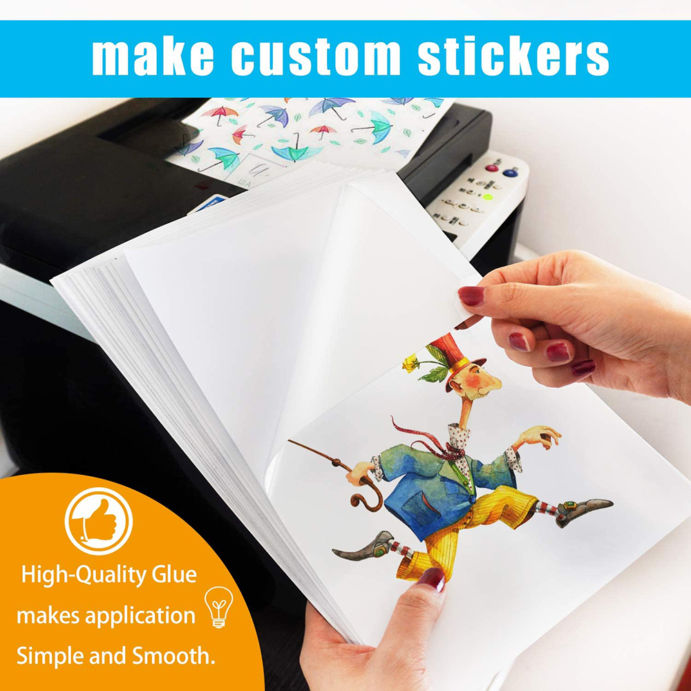 10 Sheets 216*279mm Matte Printable Vinyl Sticker Paper Waterproof Self-Adhesive Printing Paper for Inkjet Printer with Dye Ink