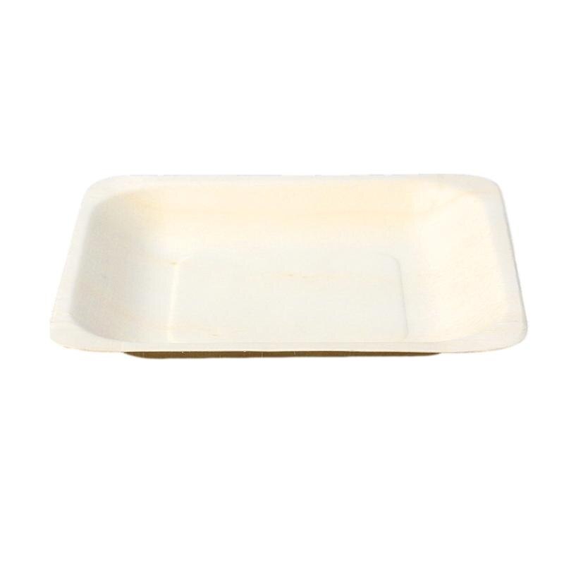 50pcs Square Disposable Wooden Plate Party Plates Tableware for Wedding Restaurant Picnic Birthday 140x140mm