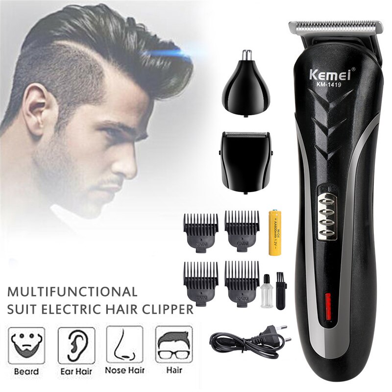 KEMEI 3in1 Electric Hair Clipper Waterproof Wireless Multi-use Beard Nose Ear Shaver Hair Trimmer Barber Hairstyle Haircut Tool