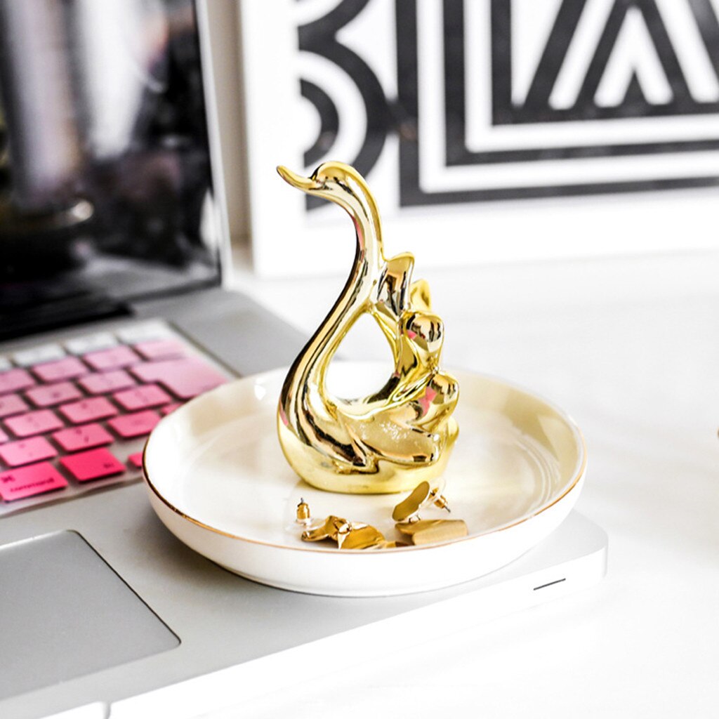 Gold-plated jewelry plate home decoration plate ring jewelry storage plate family accessories jewelry storage tray plate