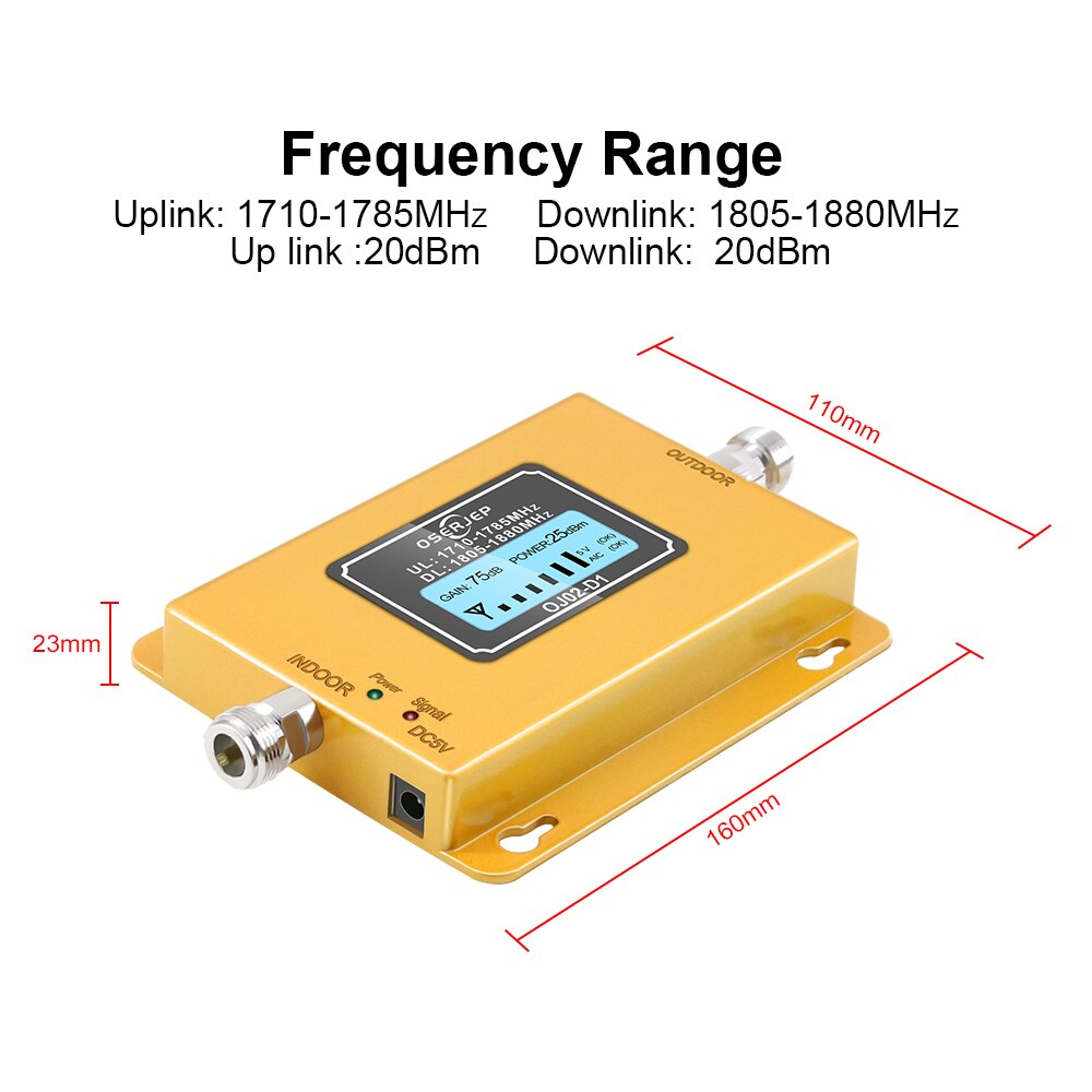 Gsm Lte 1800 Lcd 70dB 2G 4G Mobiele Telefoon Signaal Repeater Dcs 1800Mhz Mobiele Versterker Gsm Signaal booster + Yagi /Rubber Antenne